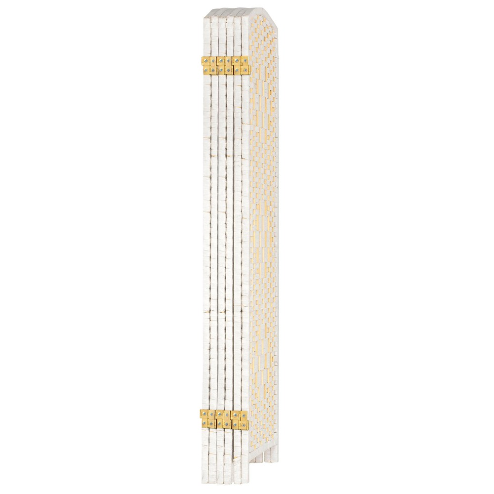 4 ft. Short Diamond Weave Fiber Folding Screen - White - 4 Panel