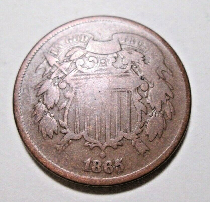 1865 2 CENT RARE RE-CUT DATE TO7