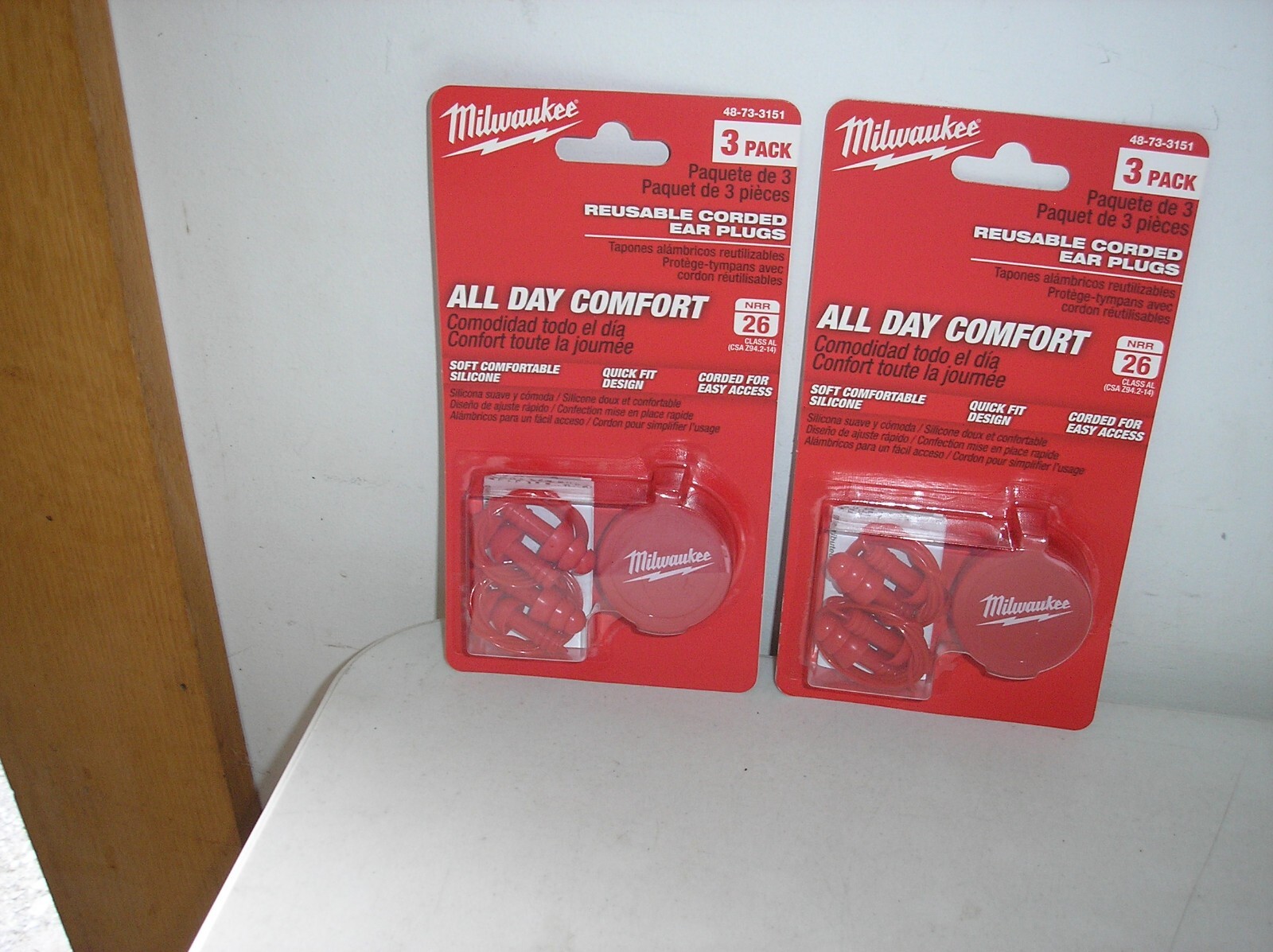 (2) GENUINE OEM MILWAUKEE REUSABLE CORDED EAR PLUGS NEW & SEALED