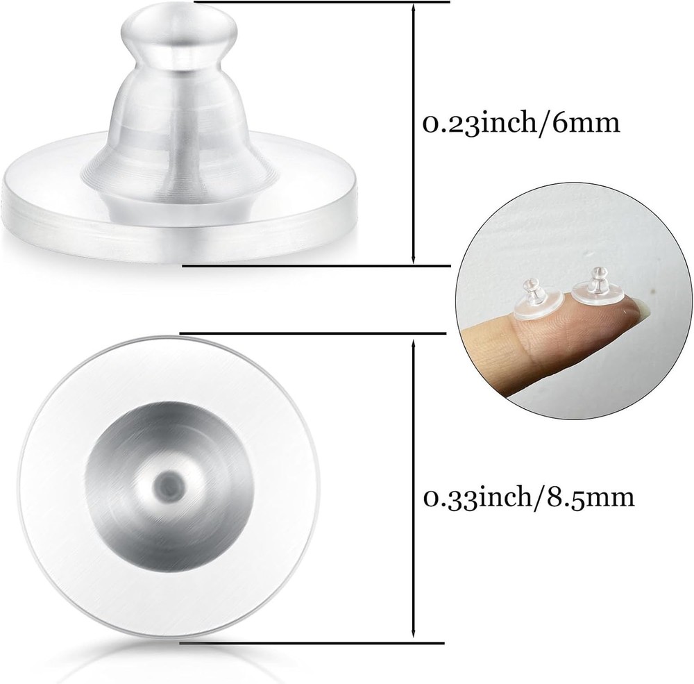 Earring Backs Rubber,100pcs Soft Clear Earring Backs for Studs,Hypoallergenic Si