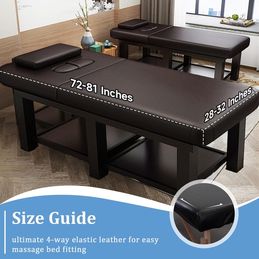 KIDOACOW Leather Massage Table Cover Protector Wipeable 1Pcs, Black