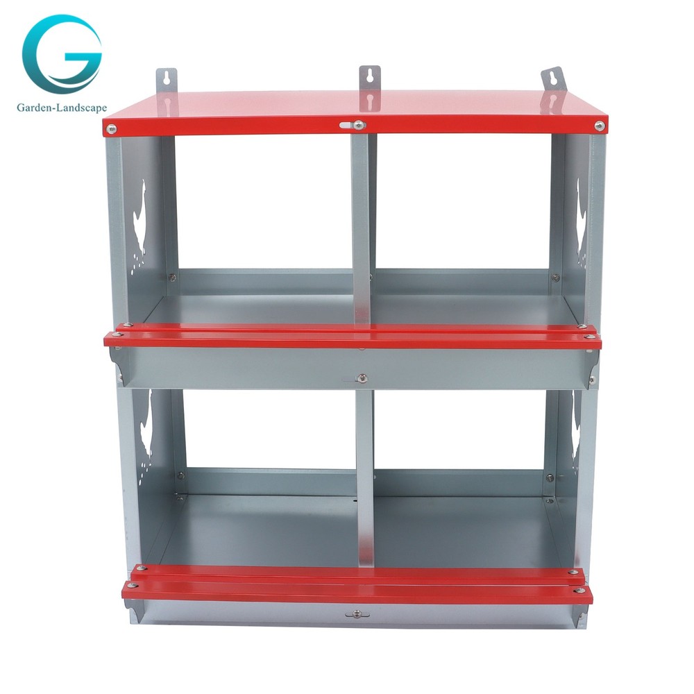 Durable Poultry Nest Box 4 Compartment Chicken Nesting Box Metal Wall Mount