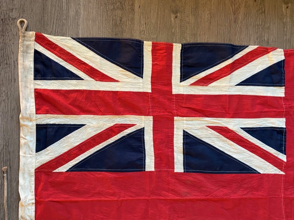 WWII BRITISH NAVAL ENSIGN FLAG SEWN EXAMPLE.