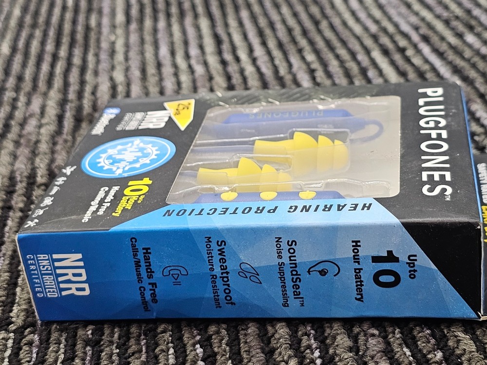Plugfones PBT-UY Wireless BasicPro Bluetooth Earplugs Headphones Blue/Yellow
