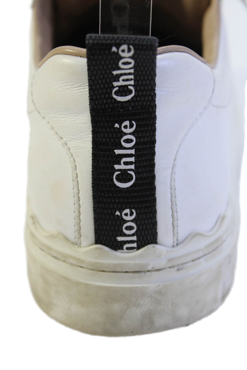 Chloe Womens Leather Low Top Athletic Sneakers Shoes White Size 8