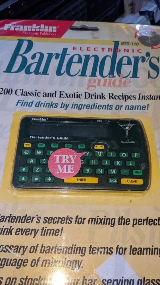 Franklin Electronic Handheld Bartender's Guide Model BTG-110 New- open box