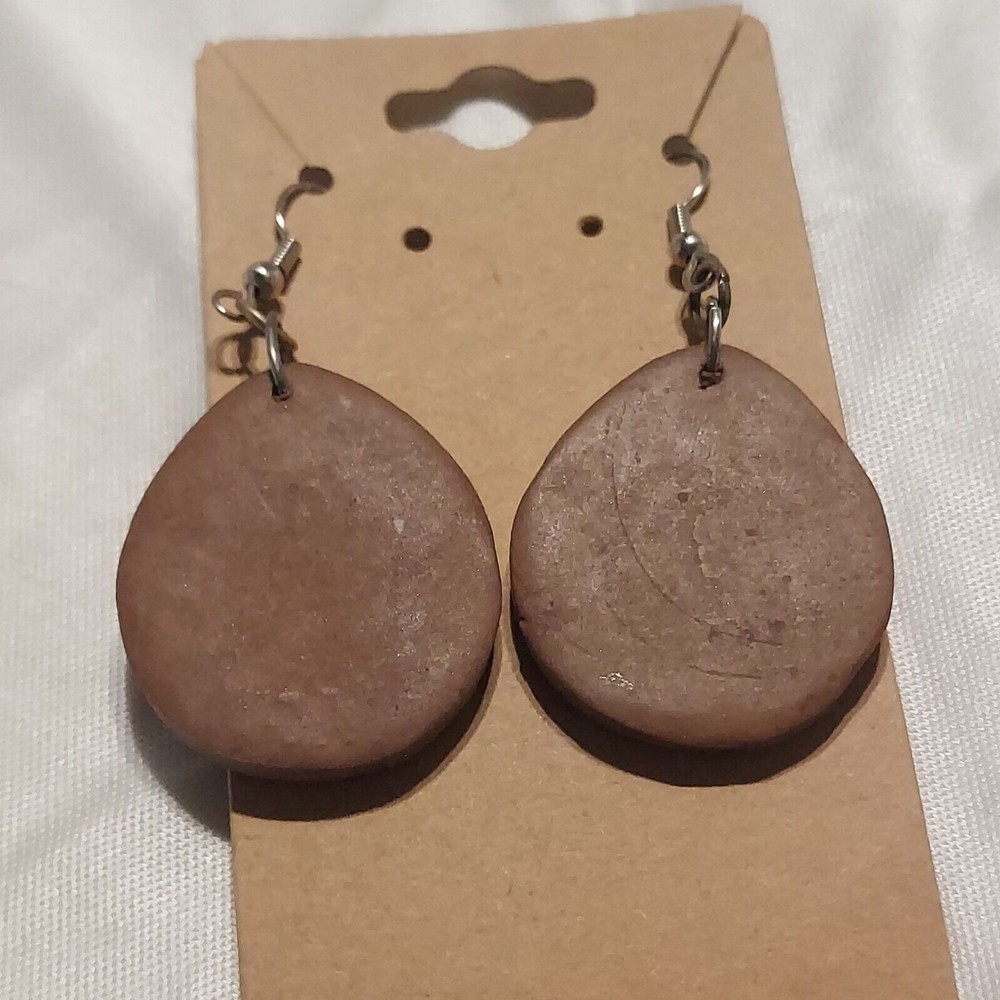 Dangle Earring Blue Bead and Clay 2 1/2"