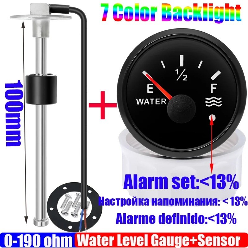 0-190 Ohm Water Float Sensor + Water Level Indicator Water Tank Meter,