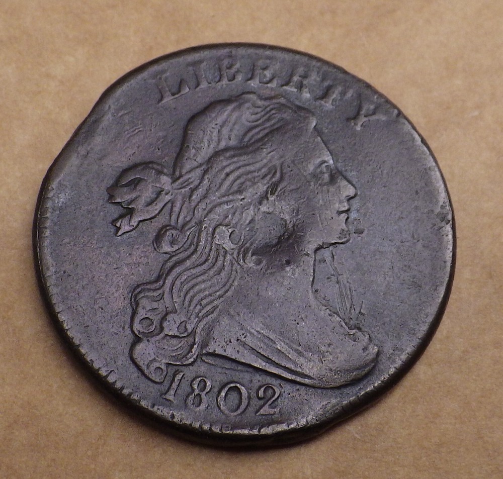 1802 draped Bust Large Cent, High Detail, Damaged