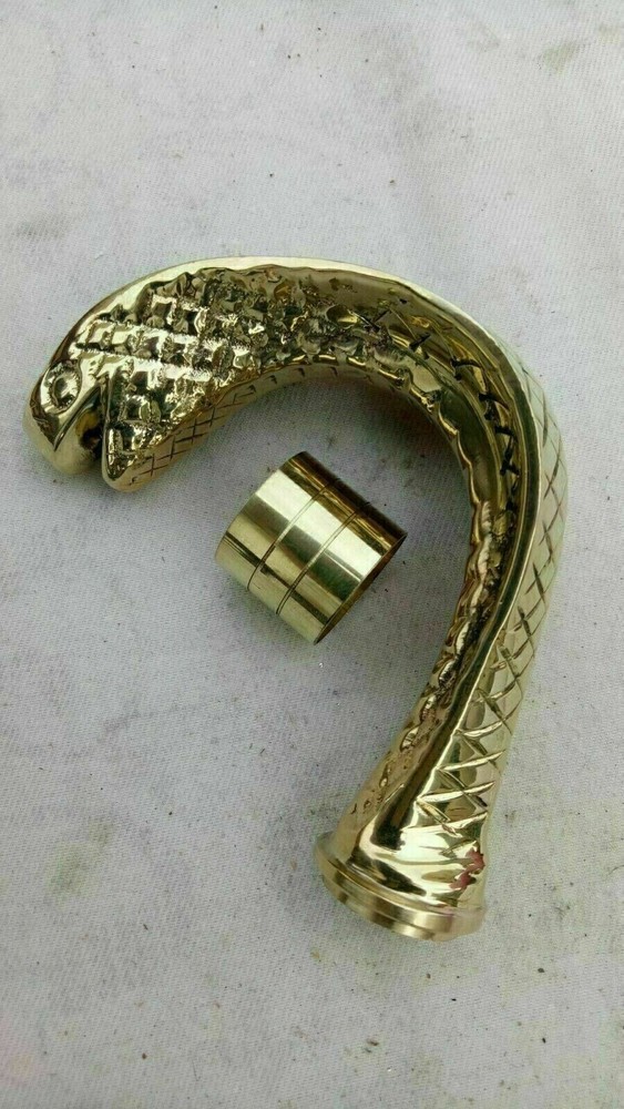 Antique Solid Brass Cobra Style Head Handle For Walking Stick Handmade Best Gift