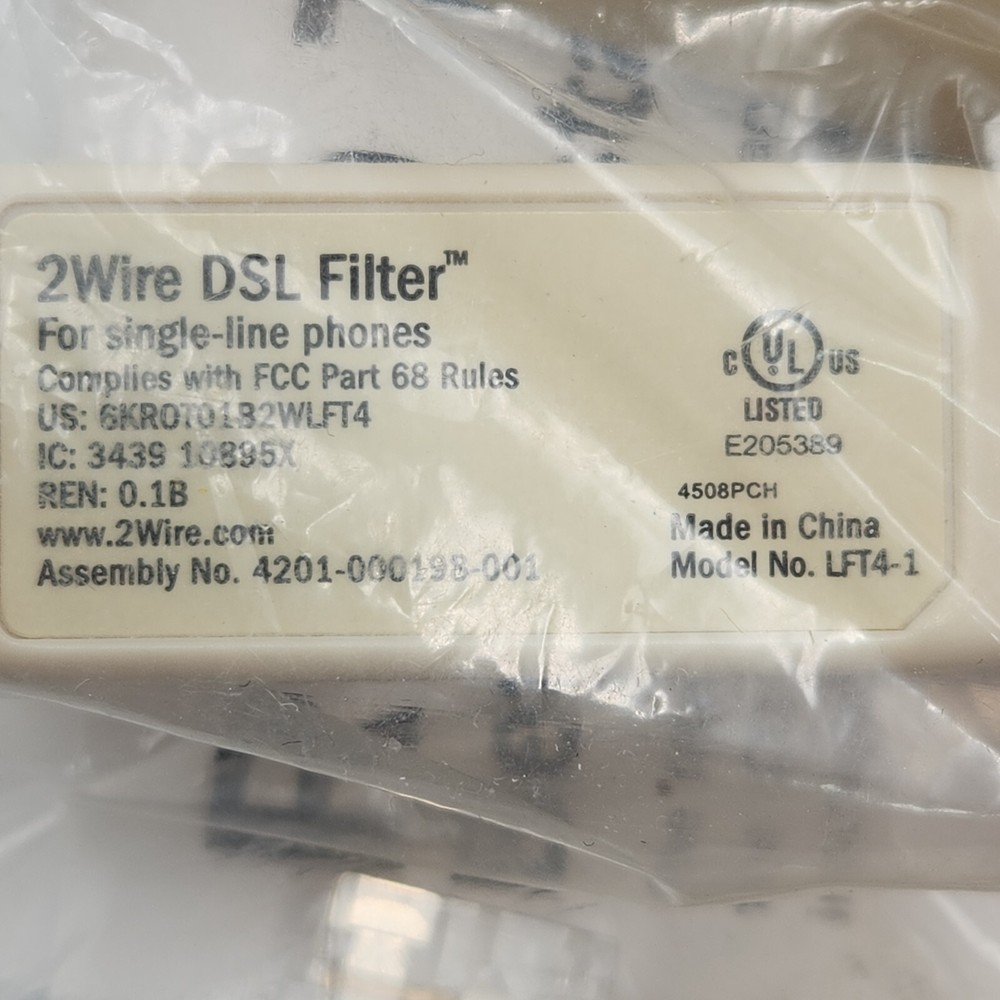 2Wire DSL Filter Kit 4 Pack Inline DSL Phone Filters New Sealed Package