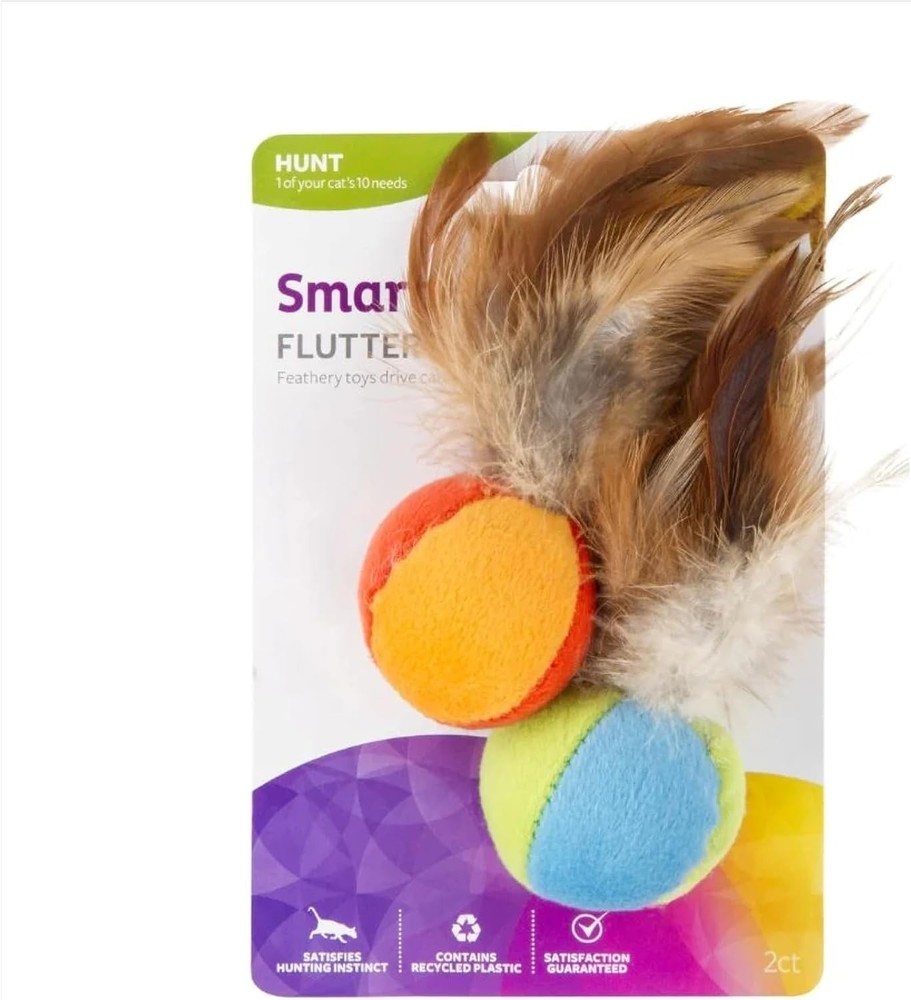 Interactive Plush Catnip Flutter Balls with Feathers - Ideal for Kittens