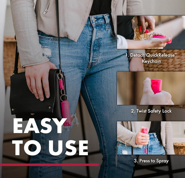 Sabre Red Pepper Spray with Quick Release Key Ring - Black