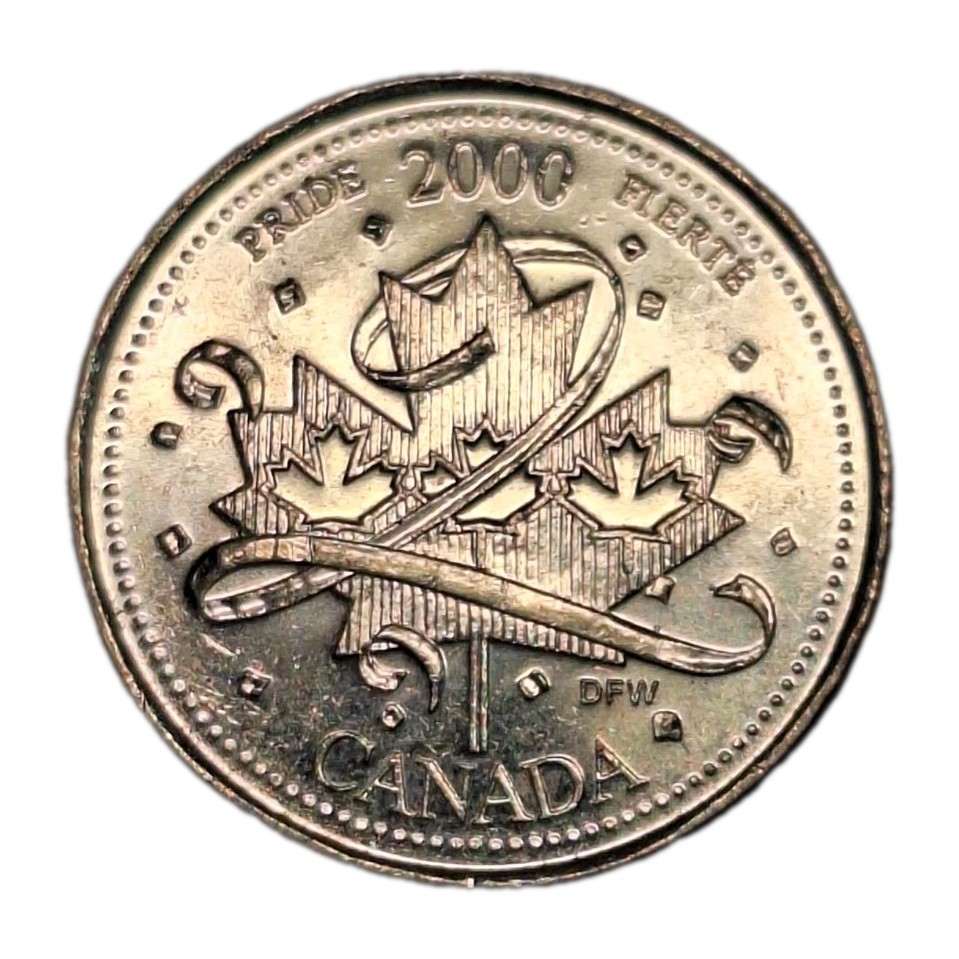 2000 Canada 25 Cents Maple Leaf Entry Into The Third Millennium Special Design