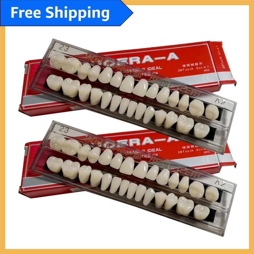 A2 Shade 56 Pcs False Teeth Set -  Resin Dentures for Replacement & Props