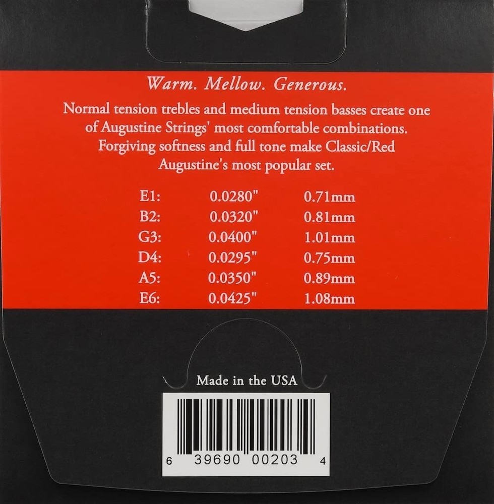 Augustine Red Medium Tension, Classical Guitar Strings (AUGREDSET)