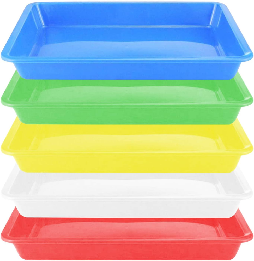 Plastic Art Trays Art and Craft Tray Plastic Tray,5 Pieces Stackable Activity Tr