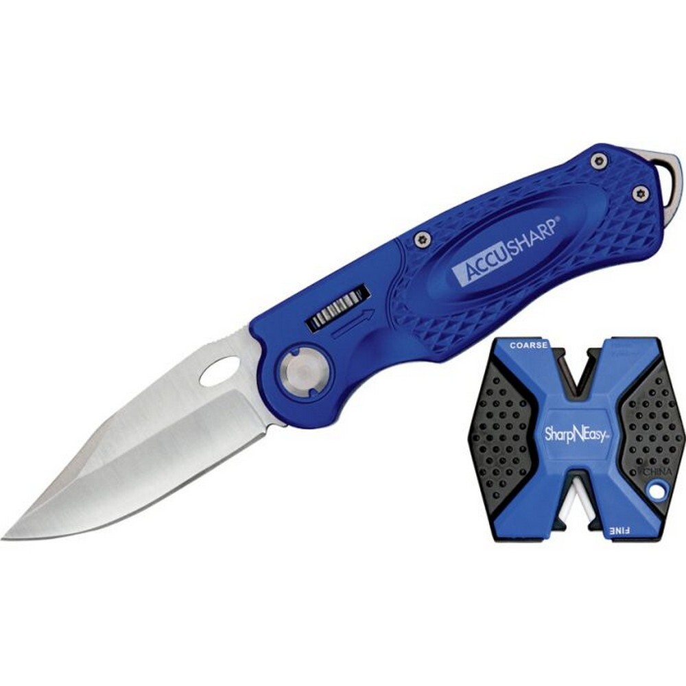 AccuSharp Sharp N Easy 2-Step Pocket Knife w/Sharpener Blue - 044C