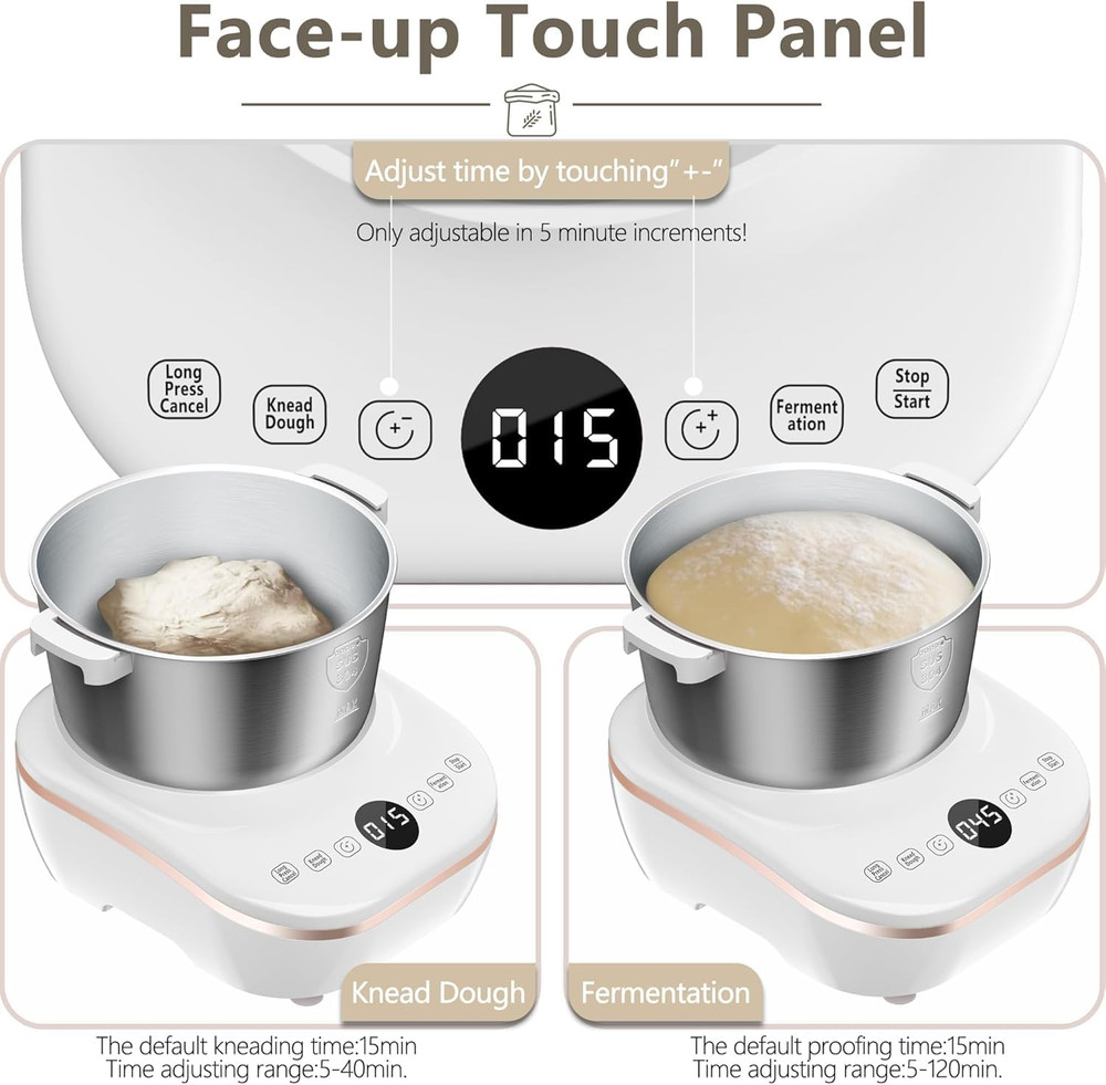 Doughchief, 5QT Dough Mixer Machine, Dough Maker with Ferment Function, 304 Stai