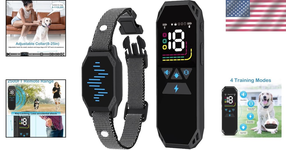 Waterproof Dog Training Collar, Remote Control, 2500FT Range, 4 Modes