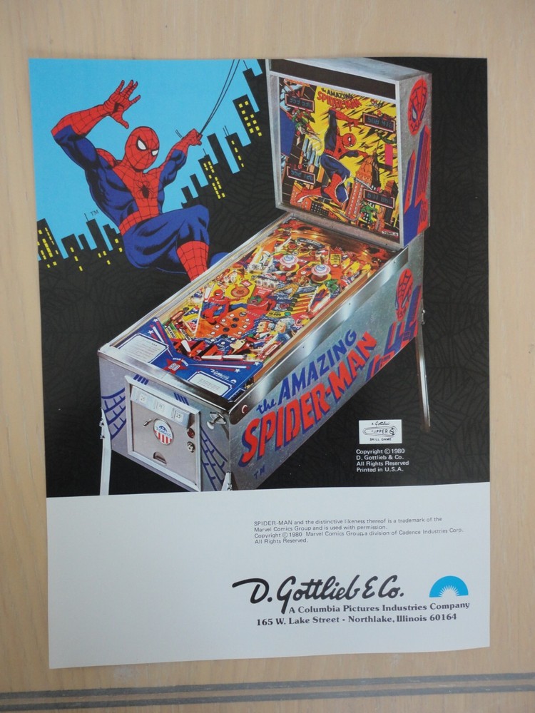 Spiderman Pinball Machine 2 Page Original Magazine Pull Out Advertisement