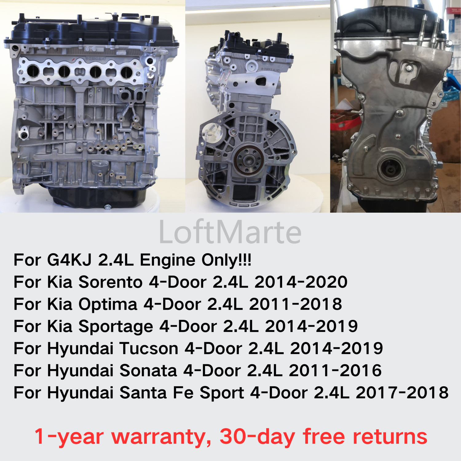 G4KJ 2.4L GDi Long Block Engine Motor For Hyundai Tucson Kia Sportage 2014-19