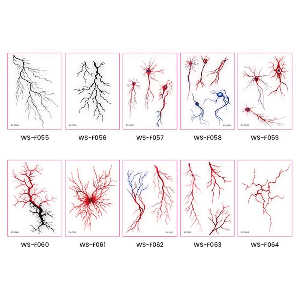 10Pcs Waterproof Realistic Simulation Vascular Cell Temporary Tattoos Stickers