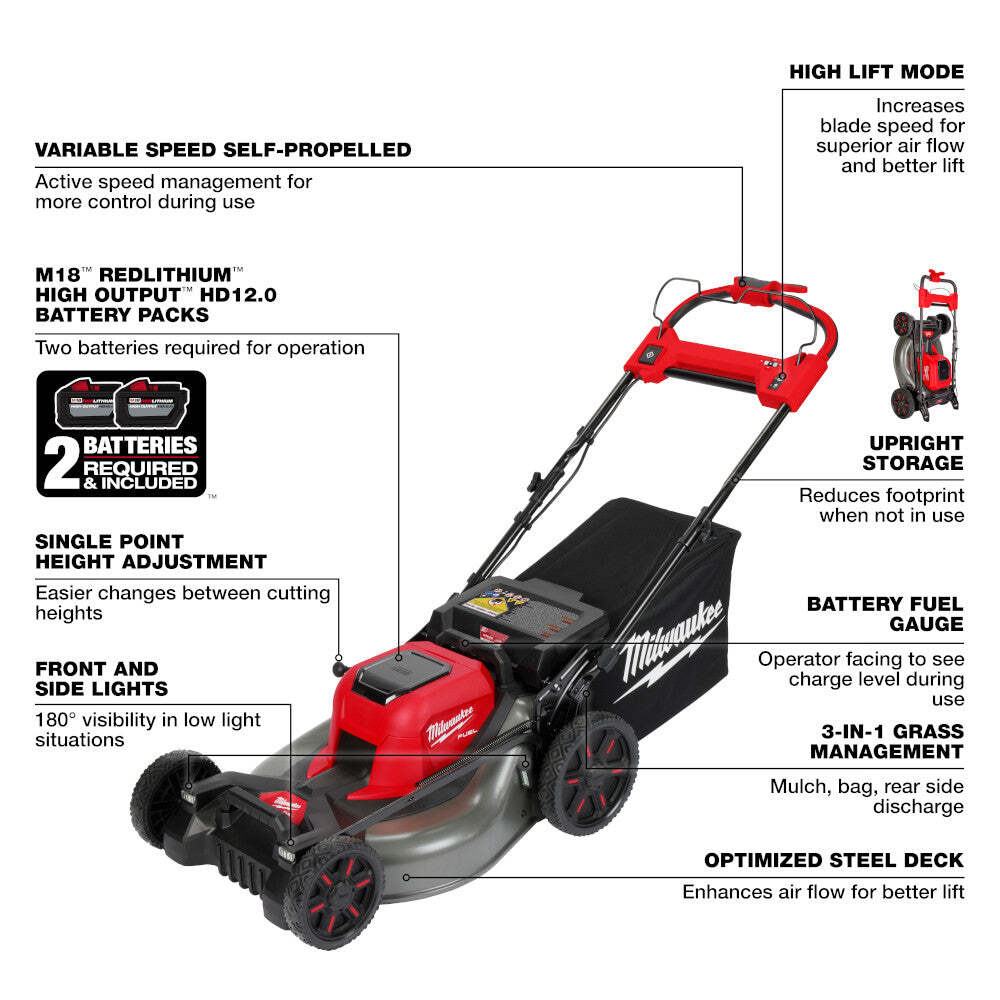 Milwaukee 2823-22HD M18 FUEL 21" Self-Propelled Dual Battery Mower Kit