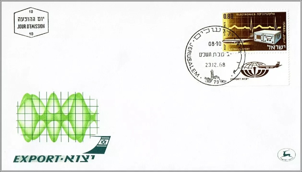 Israel 1968 EXPORT ELECTRONICS TAB SINGLE  CACHET FDC UNADDR