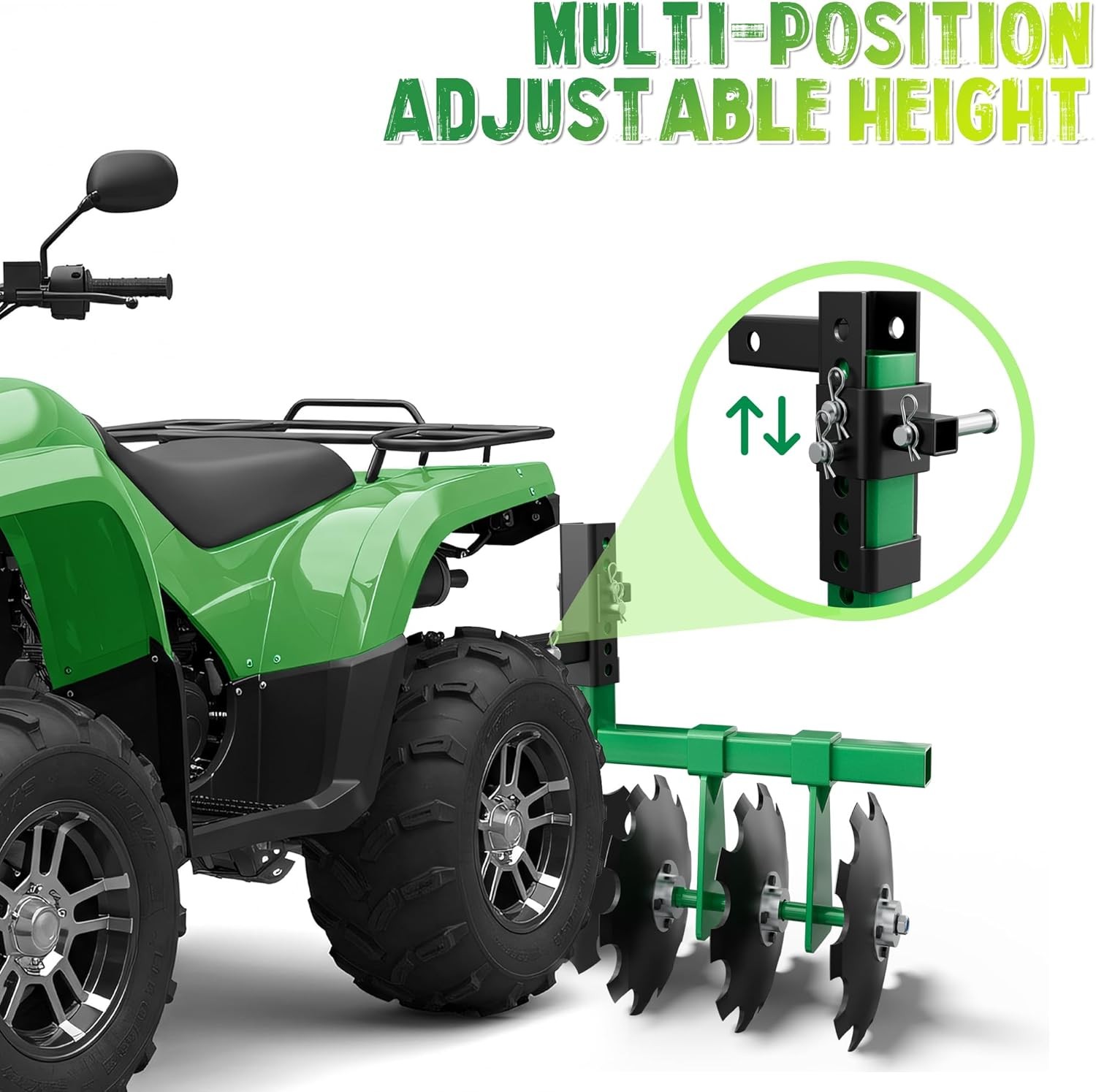 Heavy Duty ATV/UTV Disc Plow Harrow W/ 28" Cut Width & 2" Receiver Hitch Attach