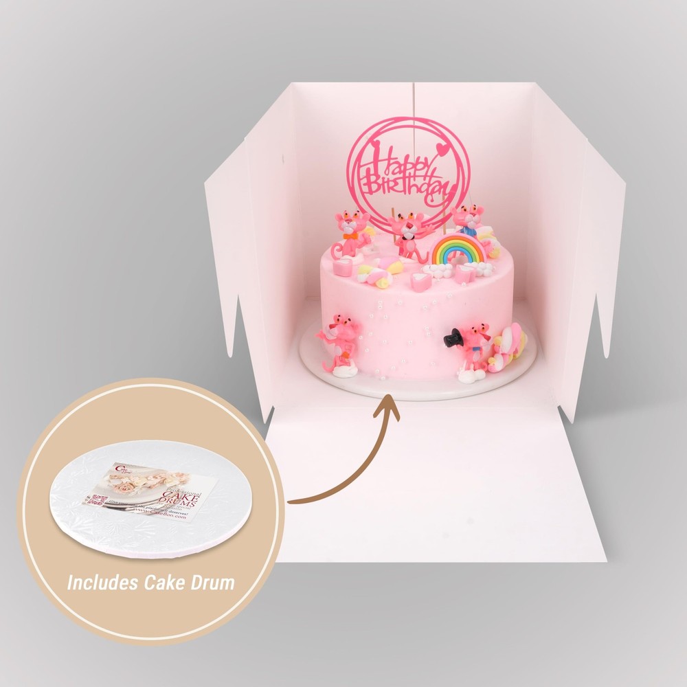 Cake Boxes with Boards - 12 Inch Round Cake Drum Black - Box With Window for ...