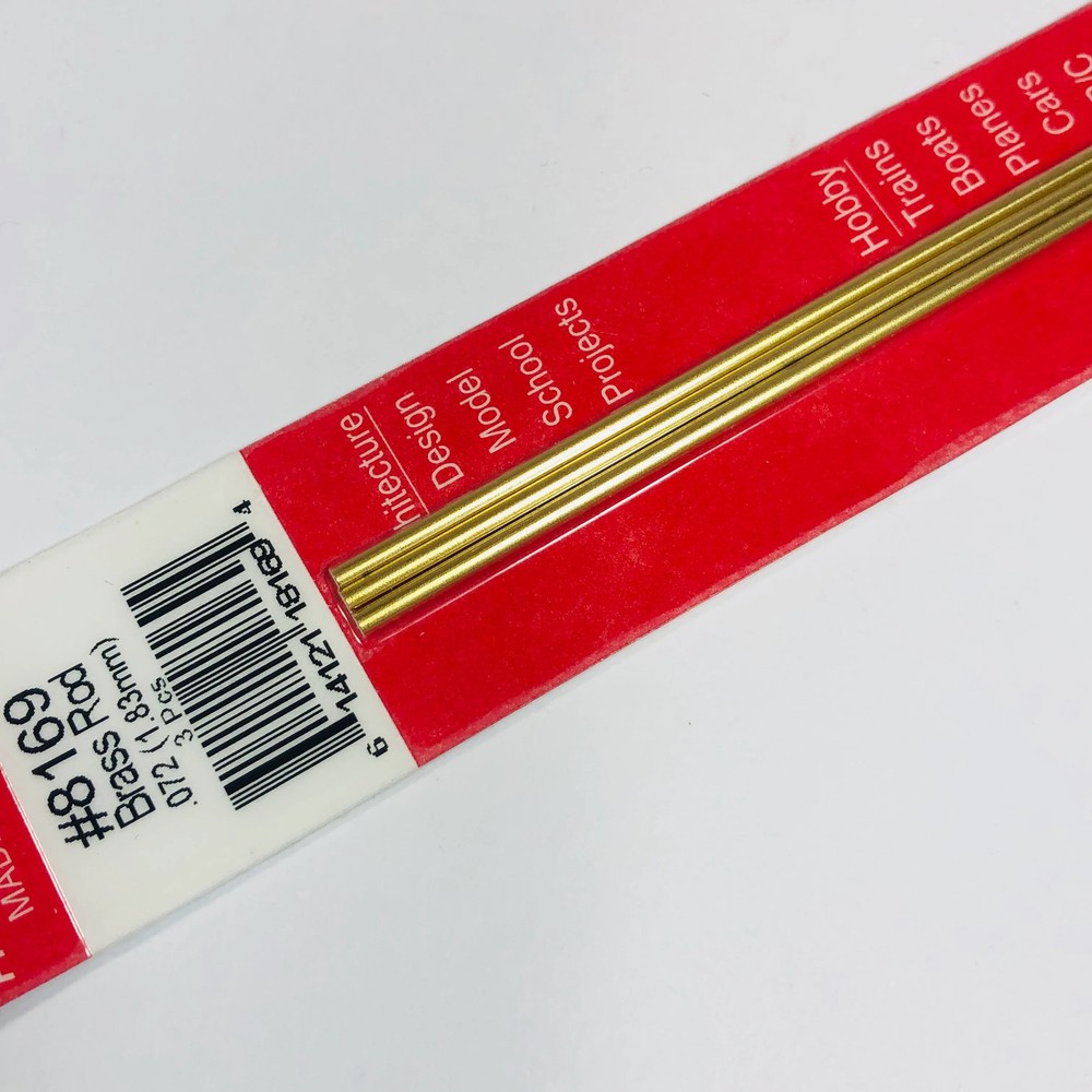 K&S 8169 Solid Brass Rod 0.072" (1.83mm) x 12" (3)