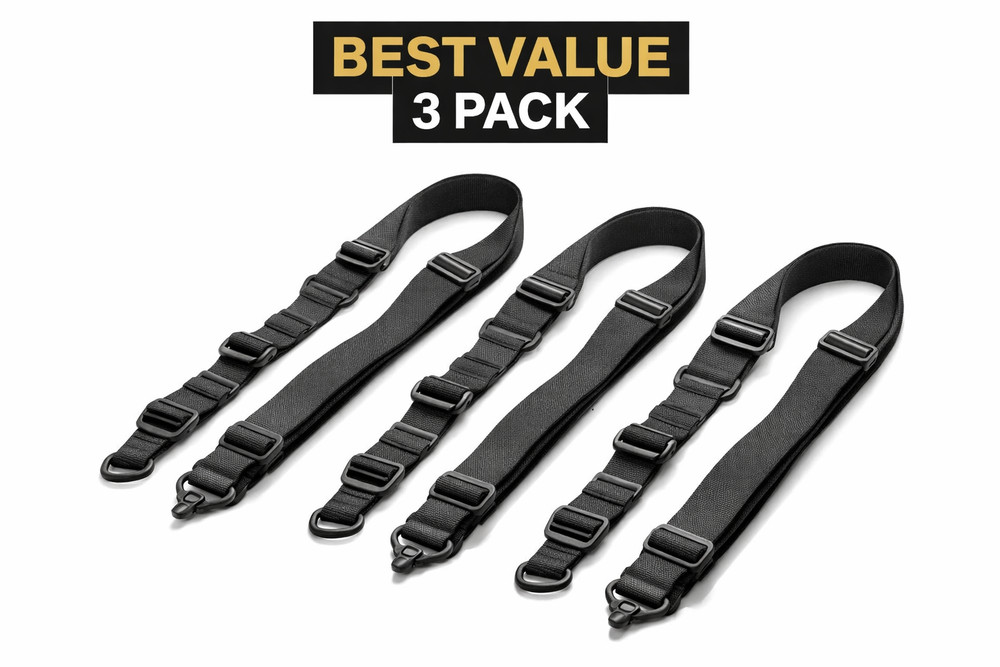 3 Pack Tactical Sling Strap Quick Adjust Heavy Duty Nylon Black Best Value