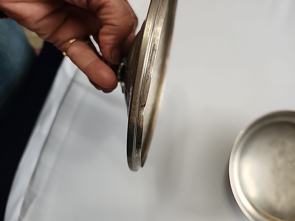 Silver tone Dish Bowl With Lid - unmarked