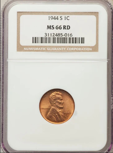 1944-S Lincoln Cent MS66 Red NGC