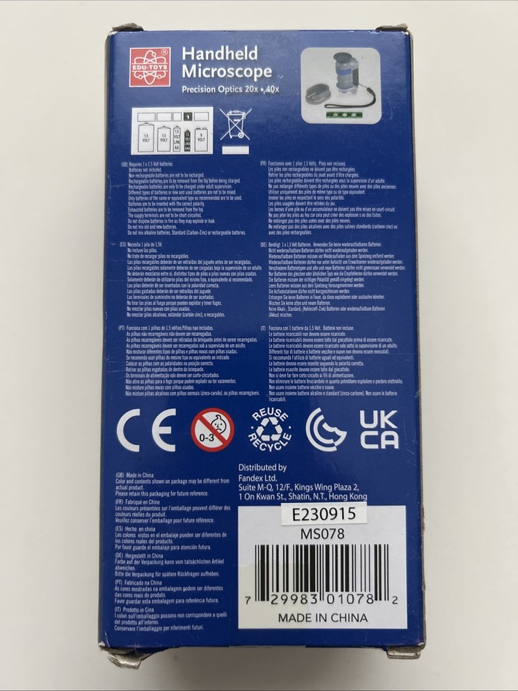 Handheld Microscope Precision Optics 20x - 40x Prepared Slide Outdoors compact