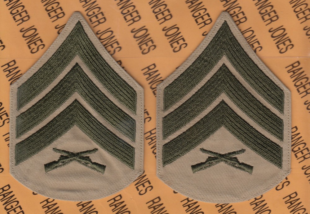 USMC Marine Corps Sergeant SGT E-5 uniform rank Summer Male patch set