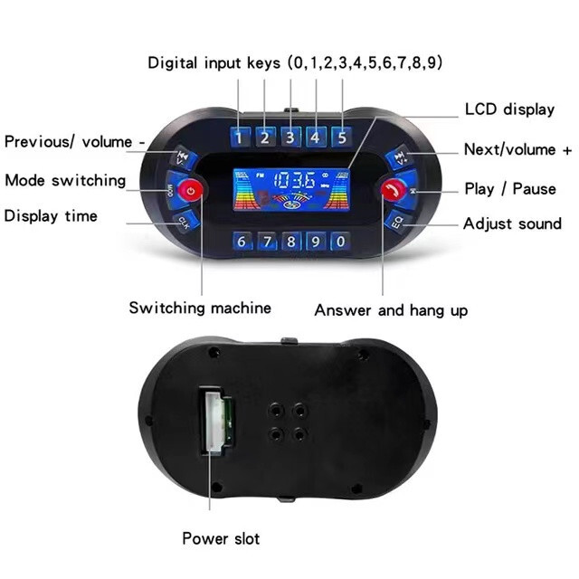 DC12V 30W Motorcycle Wireless Bluetooth Speaker with Display Support TF FM Call