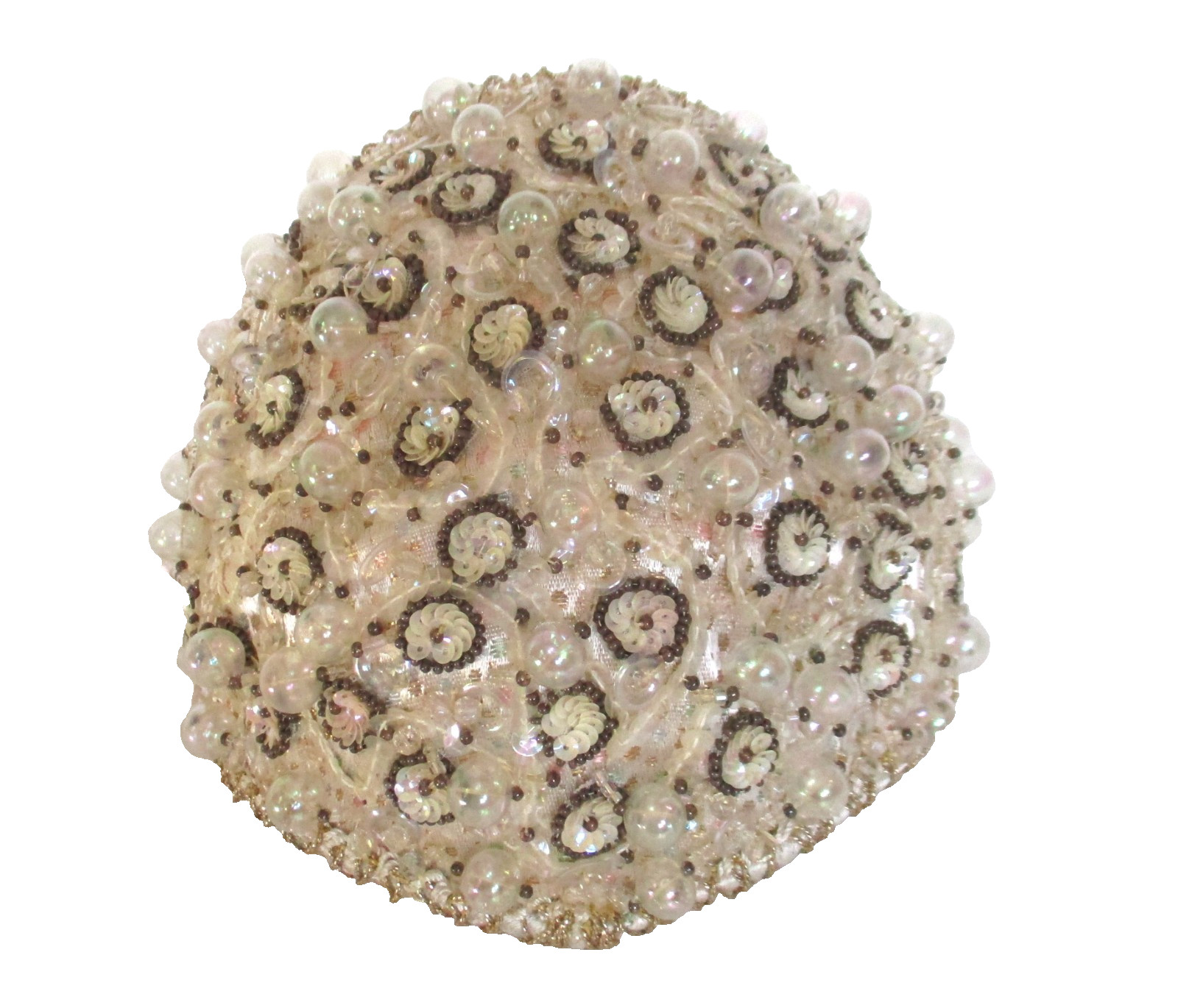 Vintage 1940s Juliet Cap Hat Beads Sequins Frances & Walter Nelkin Bridal