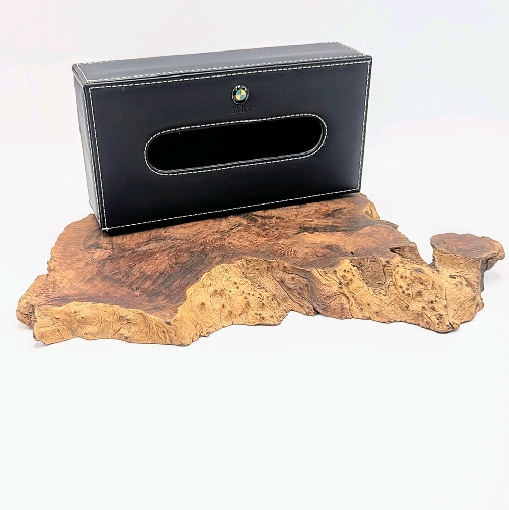 BMW Vintage Tissue Box Holder Cover Rectangular Black 10"