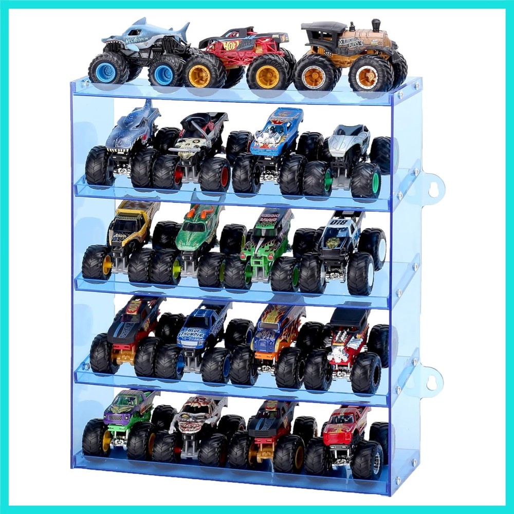 Assembly Monster Trucks Display Case - 5 Tier Acrylic Storage Case with Tilte...