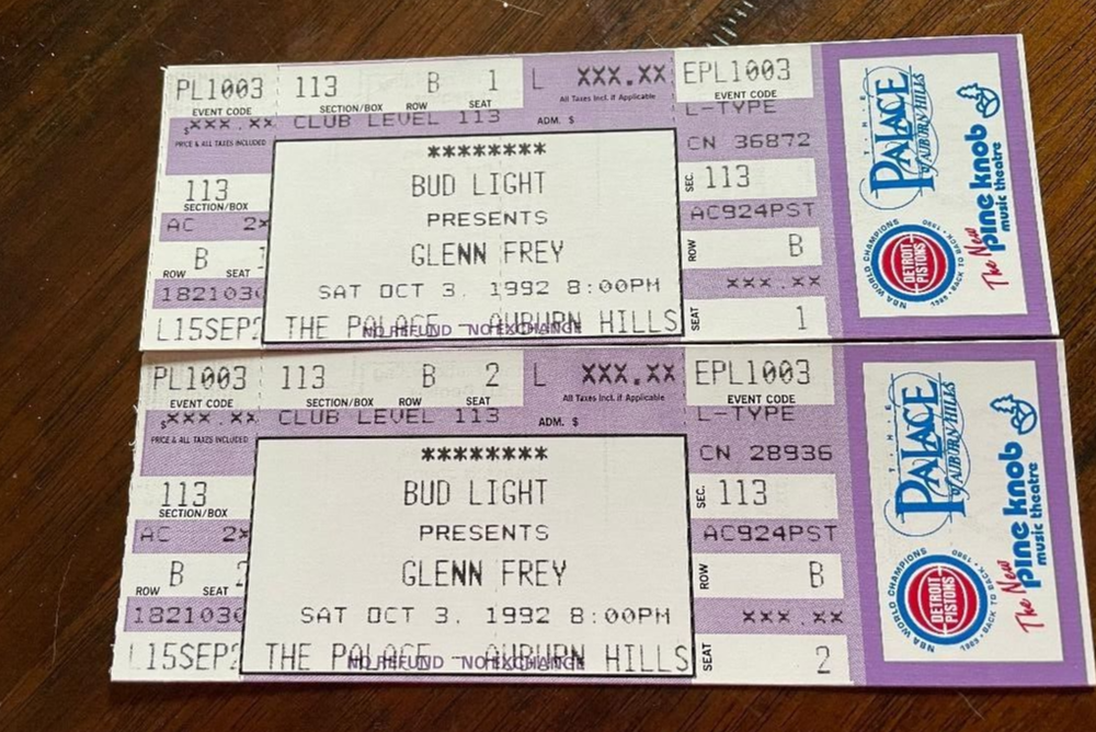 Glenn Frey (Eagles) Concert Tickets 1992