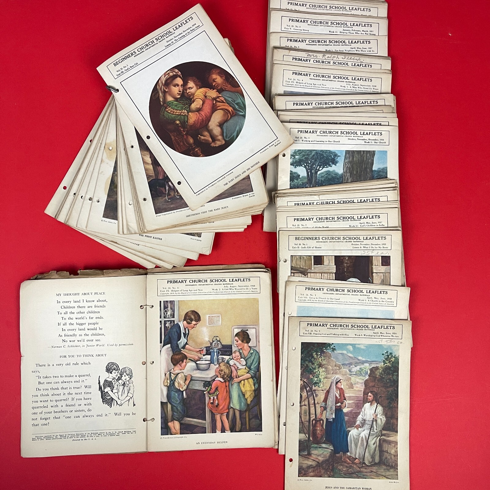 1930s Church School Leaflets Collection - Rare Ephemera - Over 100 Pieces