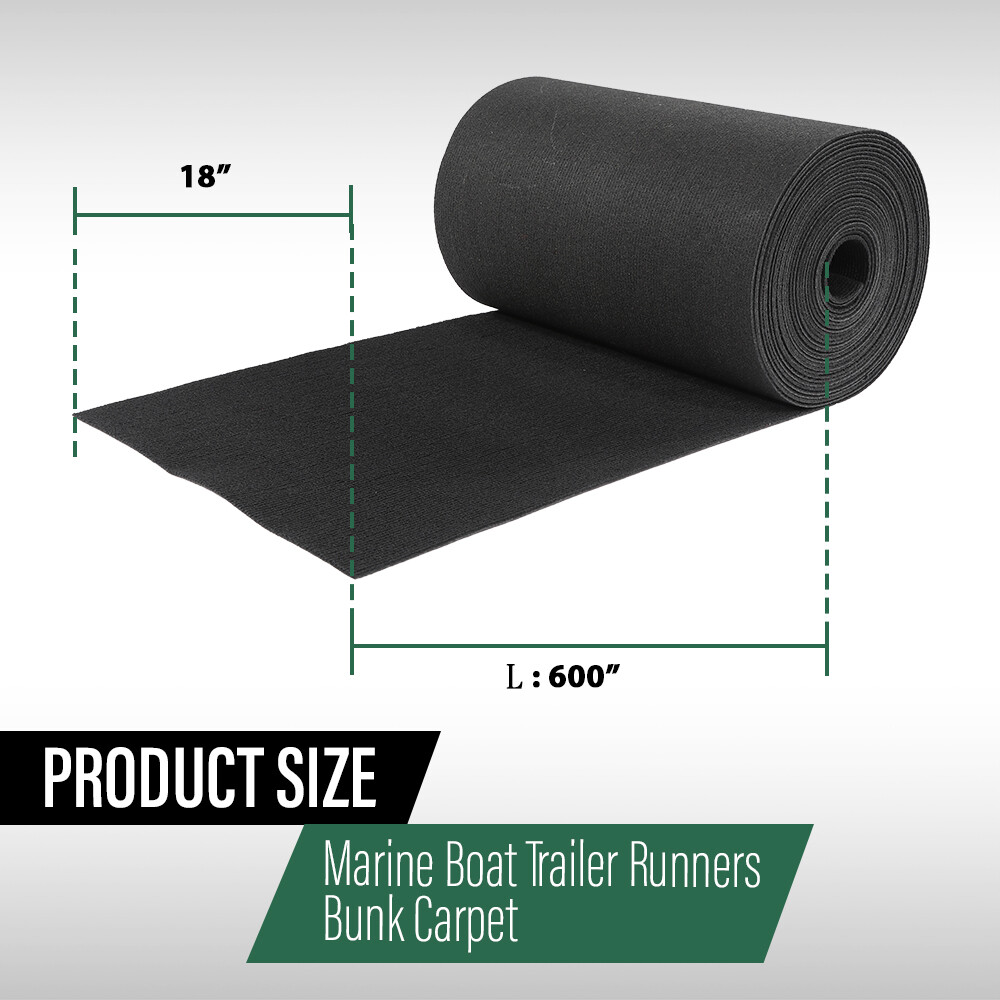 18" x 50' Ribbed Bunk Carpet / Marine Boat Trailer Runners / Outdoor - Black