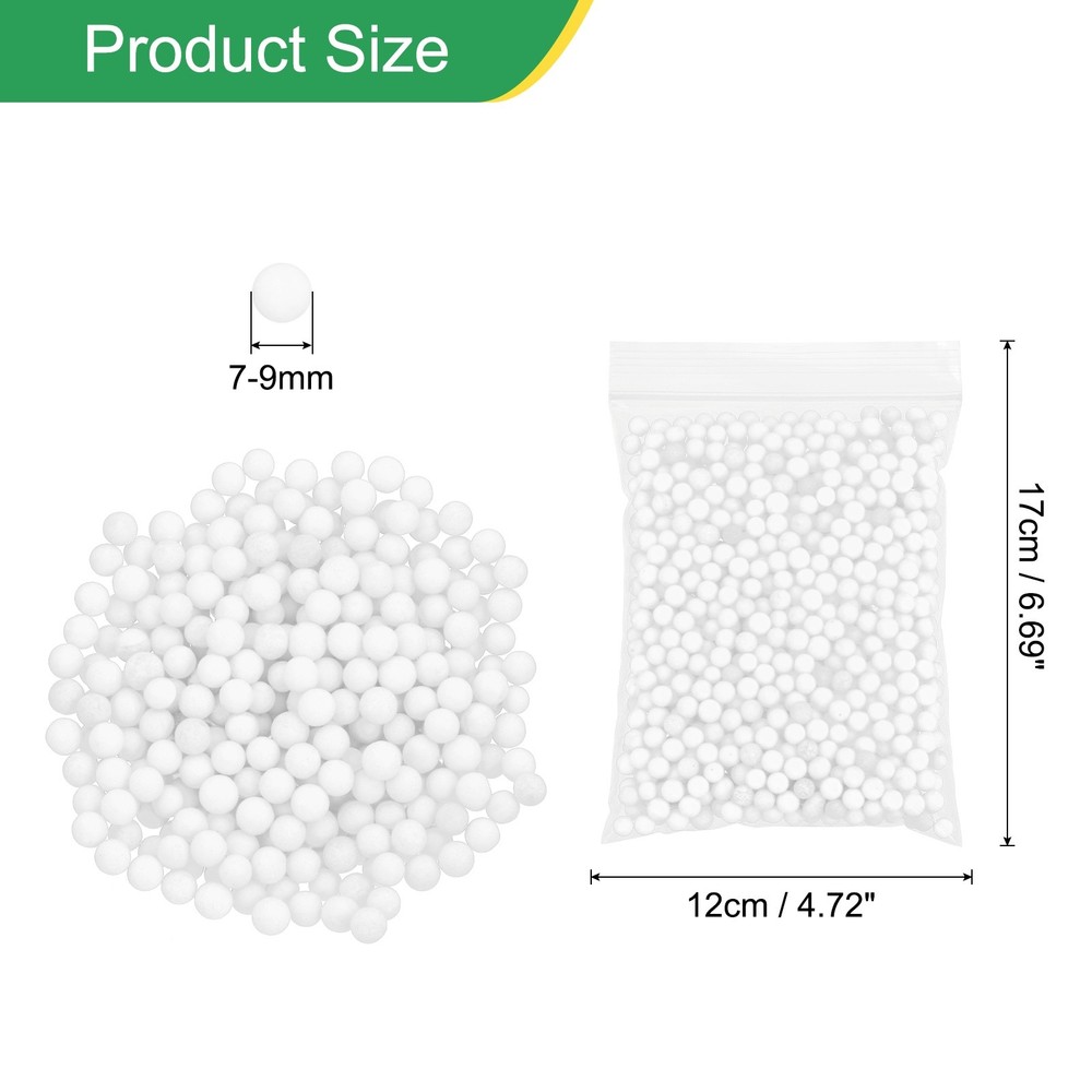 Foam Beads 7-9mm Mini Small Balls Polystyrene Beads White