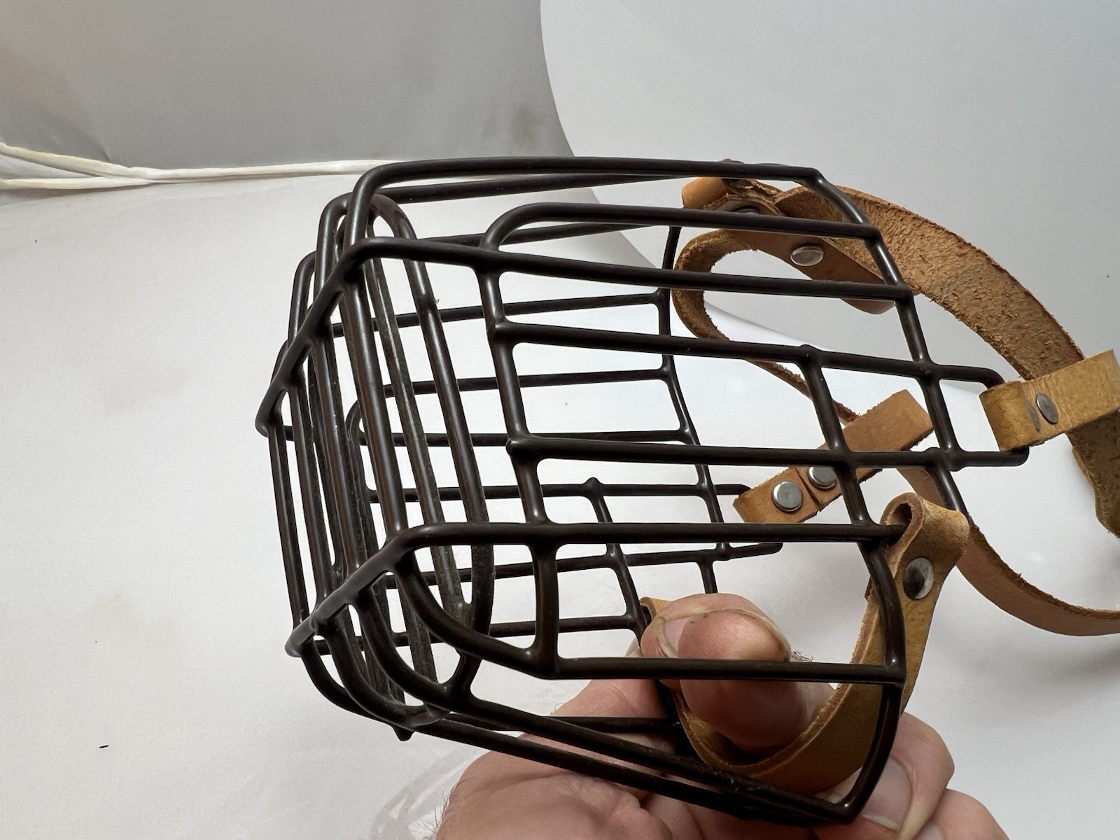 German Shepherd Dog Muzzle Metal Basket M-L Dogs Adjustable Metal Leather