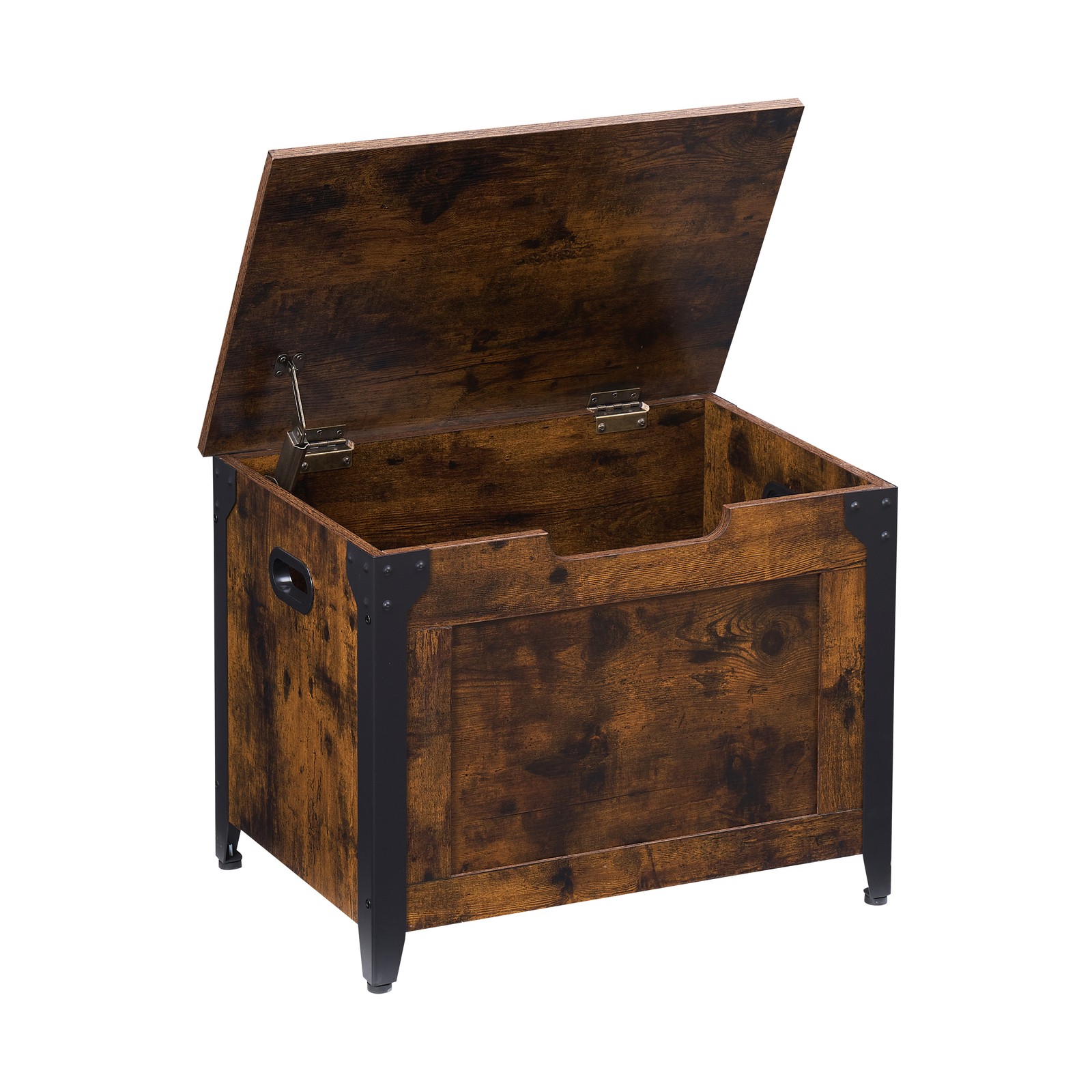 Storage Chest Wooden Storage Trunk with Metal Frame, Entryway Shoes Bench