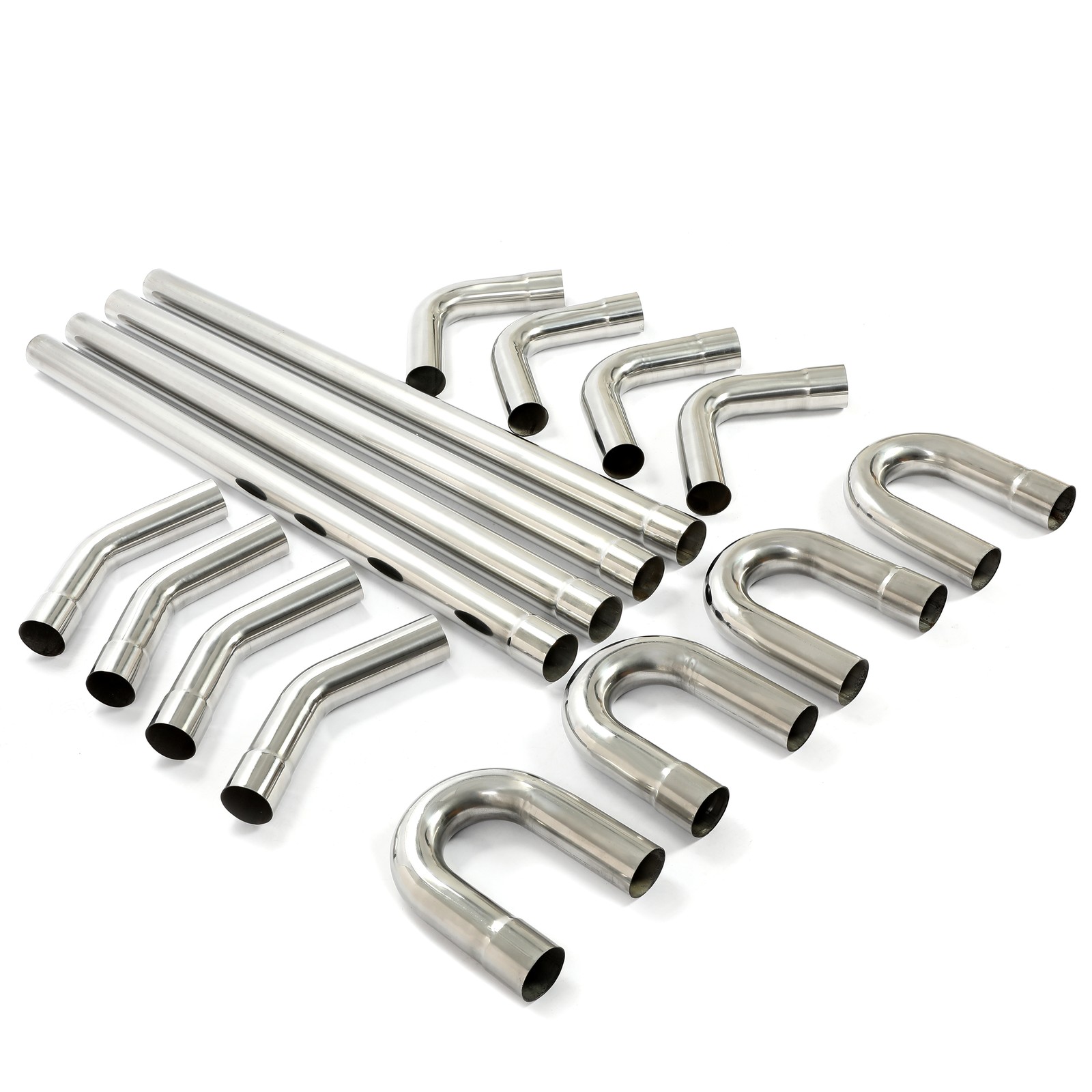 2.5” Inch Custom Exhaust Tubing Mandrel Bend Pipe U-Bend 90 Degree Kit 16 Pieces