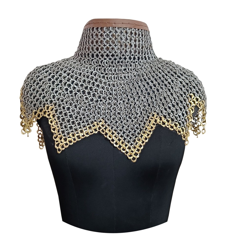 Chainmail Collar, zig zig Bottom Two brass row bottom - Bishops Mantle
