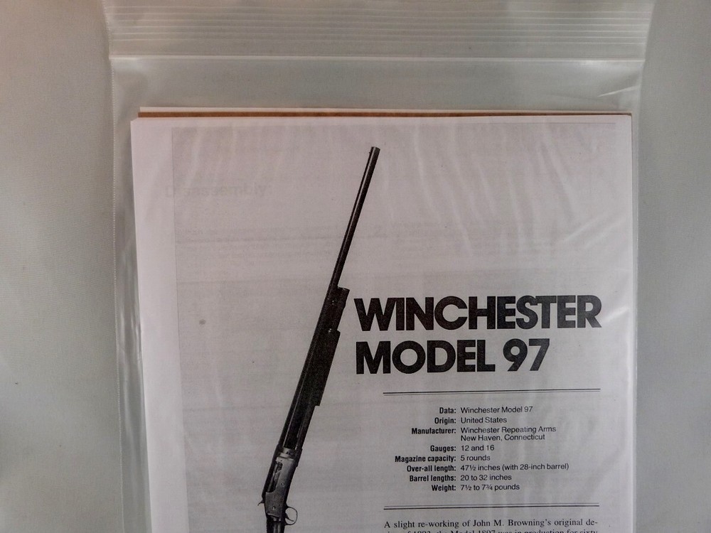 WINCHESTER MODEL 97 SHOTGUN BREAK DOWN INSTRUCTION KIT